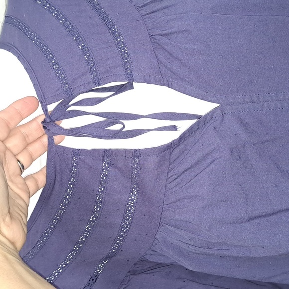 Universal Thread Blue Boho Tie Front Balloon Sleeve Blouse. Size Medium NWT - Picture 4 of 8